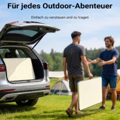 Wiltec Campingtisch klappbar 80x60cm mit weißer Tischplatte aus MDF und Aluminium Rahmen Klapptisch Alu Falttisch Camping Garten Balkon Outdoor Camping Tisch faltbar