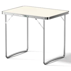 Wiltec Campingtisch klappbar 80x60cm mit weißer Tischplatte aus MDF und Aluminium Rahmen Klapptisch Alu Falttisch Camping Garten Balkon Outdoor Camping Tisch faltbar
