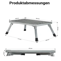 Wiltec Camping Trittstufe bis 150 kg Tritthocker klappbar aus Stahl Trittleiter mit 1 Stufe