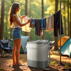 Wiltec Camping Waschmaschine 230 W 60 x 36 x 60 cm, Mini Waschmaschine für bis zu 3,0 kg Wäsche, Reisewaschmaschine mit 2,0 kg Schleuderkapazität