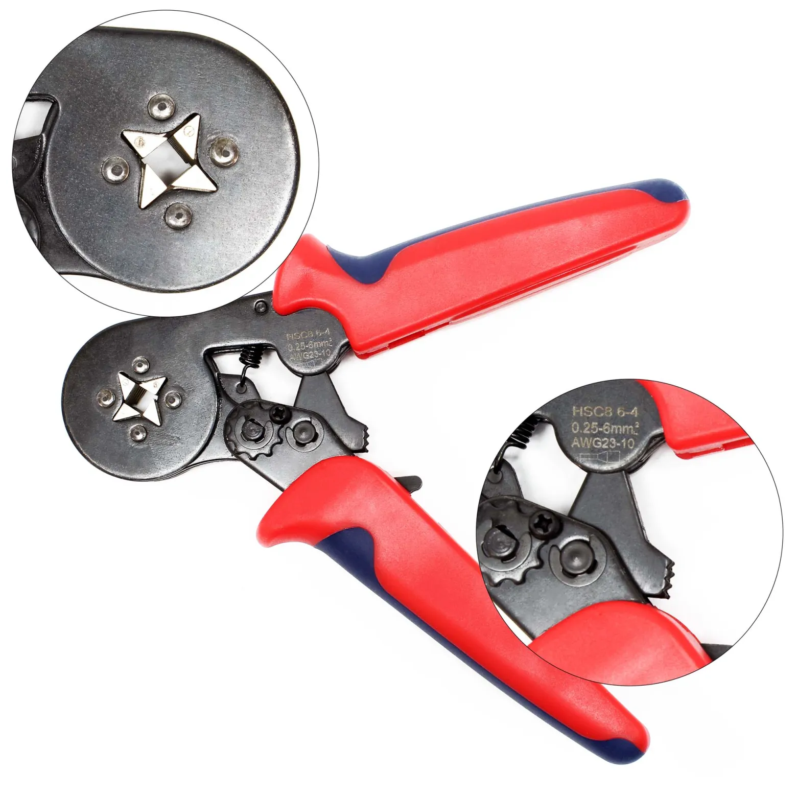 Wiltec Crimpzange für 0,25-6 mm Aderendhülsen, Aderendhülsenzange mit Ratsche, Quetschverbinder Zange für Kabelschuhe, Krimperzange