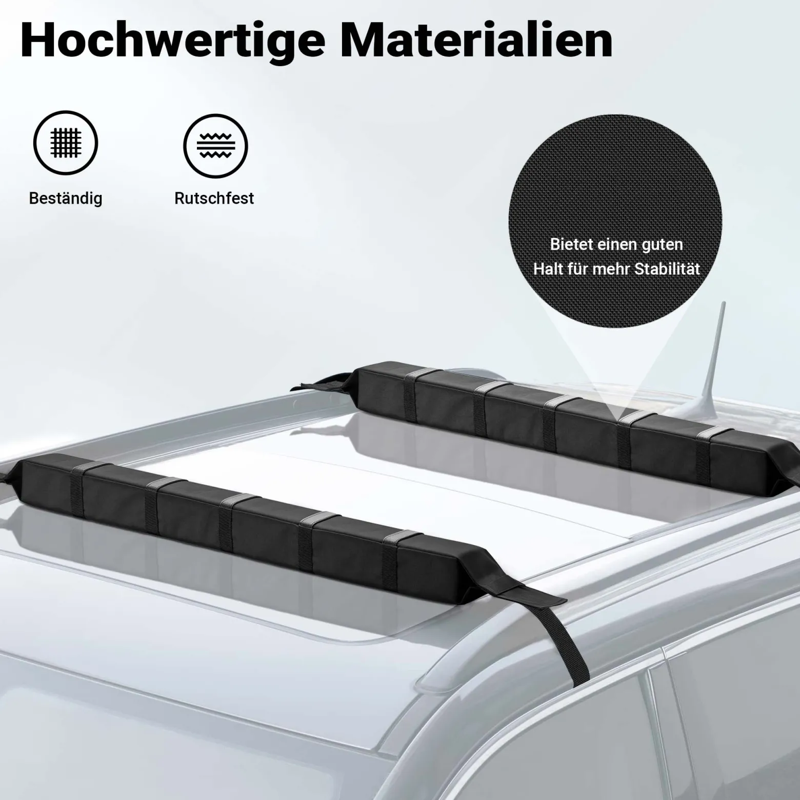 Wiltec Dachgepäckträger weich 113 x 10 x 8 cm mit 2 x Gurtband, Auto Dachträger bis 75 kg für Kanu, Kajak, Surfbrett, SUP, Snowboard, Skier und Leiter