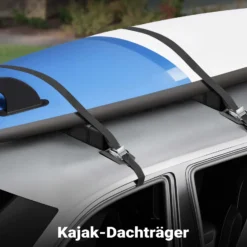Wiltec Dachgepäckträger weich 113 x 10 x 8 cm mit 2 x Gurtband, Auto Dachträger bis 75 kg für Kanu, Kajak, Surfbrett, SUP, Snowboard, Skier und Leiter