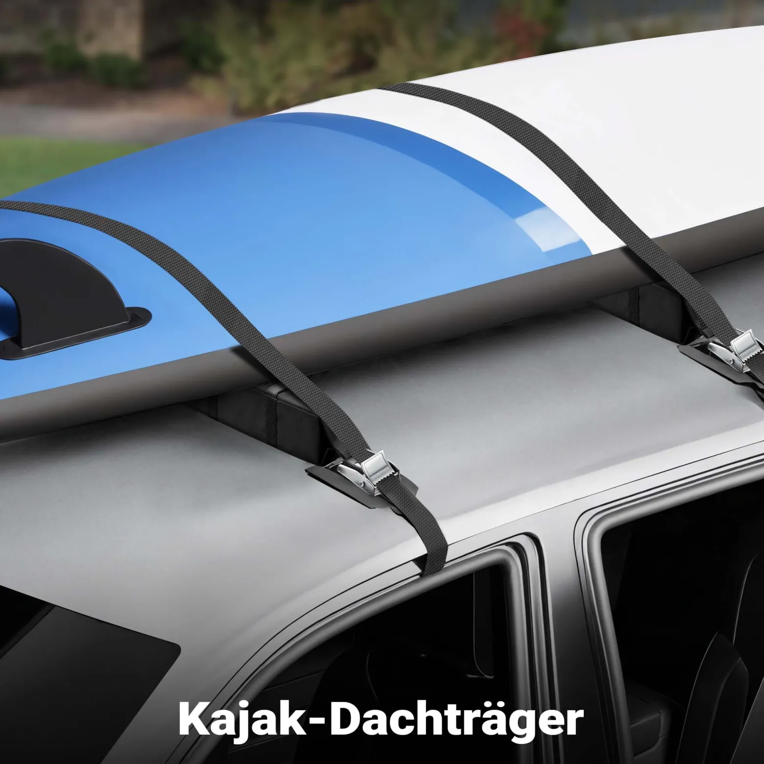 Wiltec Dachgepäckträger weich 113 x 10 x 8 cm mit 2 x Gurtband, Auto Dachträger bis 75 kg für Kanu, Kajak, Surfbrett, SUP, Snowboard, Skier und Leiter