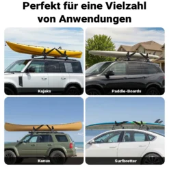 Wiltec Dachträger Set für Kajaks & SUP-Boards bis 70 kg 4 Stück, Boothalterung für Autodachträger, einfache Montage & verstellbarer Winkel, inkl. Befestigungsriemen