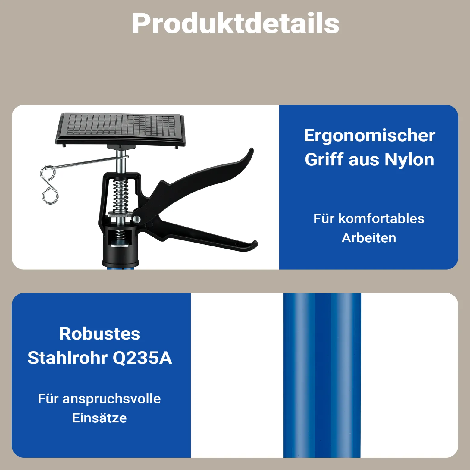 Wiltec Deckenstütze 115-290 cm bis 30 kg und bis 45°, Montagestütze aus Stahl, Einhandstütze Schnellspann-Stütze für Wände, Decken, Türzargen