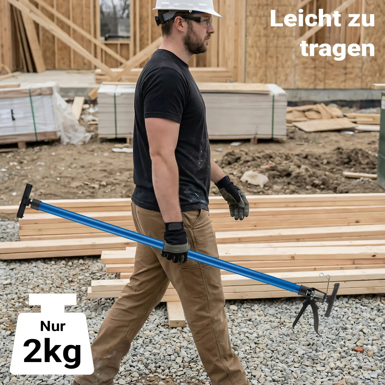 Wiltec Deckenstütze 115-290 cm bis 30 kg und bis 45°, Montagestütze aus Stahl, Einhandstütze Schnellspann-Stütze für Wände, Decken, Türzargen