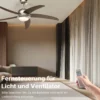 Wiltec Deckenventilator Ø 136 cm mit 5 Flügel, Ventilator mit 3 Geschwindigkeiten und Lampe, Lüfter mit Fernbedienung, Timer, Sommer- u. Wintermodus