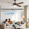 Wiltec Deckenventilator Ø 122 cm mit 4 Flügel, Ventilator mit 3 Geschwindigkeiten und Lampe, Lüfter mit Fernbedienung, Timer, Sommer- u. Wintermodus