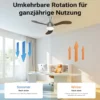 Wiltec Deckenventilator Ø 130 cm mit 3 Flügel, Ventilator mit 3 Geschwindigkeiten und Lampe, Lüfter mit Fernbedienung, Timer, Sommer- u. Wintermodus