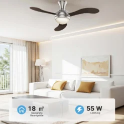 Wiltec Deckenventilator Ø 130 cm mit 3 Flügel, Ventilator mit 3 Geschwindigkeiten und Lampe, Lüfter mit Fernbedienung, Timer, Sommer- u. Wintermodus