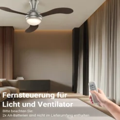 Wiltec Deckenventilator Ø 130 cm mit 3 Flügel, Ventilator mit 3 Geschwindigkeiten und Lampe, Lüfter mit Fernbedienung, Timer, Sommer- u. Wintermodus