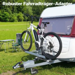 Wiltec Deichsel-Fahrradträger bis 80 kg aus Stahl, Adapter zur Fahrradträgermontage auf Deichsel für Anhänger und Wohnwagen