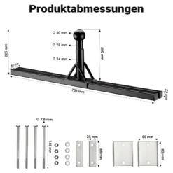 Wiltec Deichsel-Fahrradträger bis 80 kg aus Stahl, Adapter zur Fahrradträgermontage auf Deichsel für Anhänger und Wohnwagen