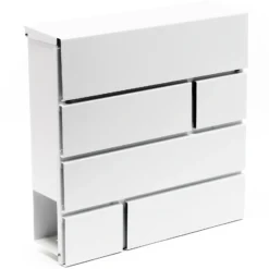 Wiltec Designer Briefkasten V15 weiß 370 x 105 x 370 mm, Wandbriefkasten mit Schloss und Zeitungsrolle, Postkasten aus pulverbeschichtetem Stahl
