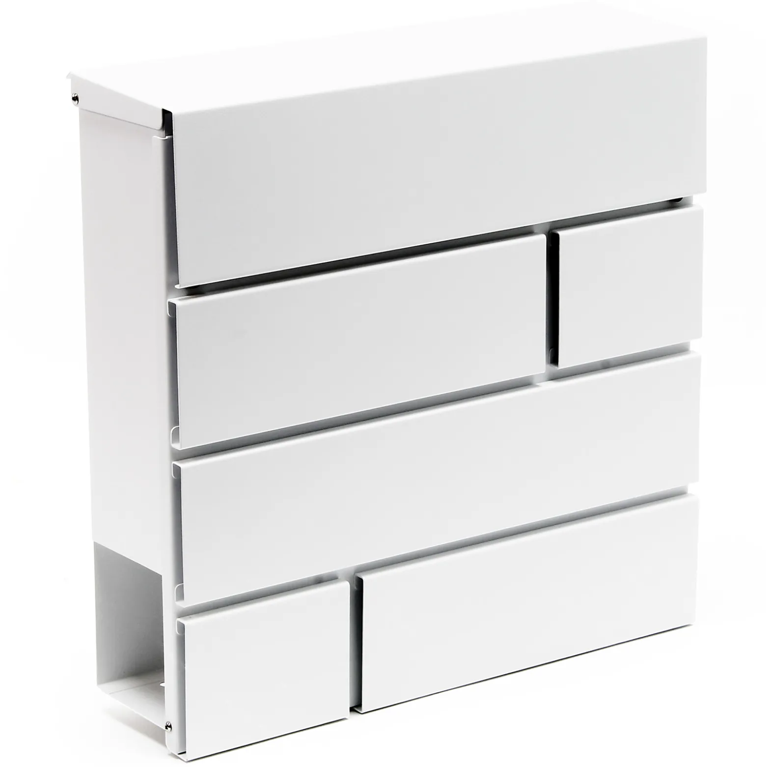 Wiltec Designer Briefkasten V15 weiß 370 x 105 x 370 mm, Wandbriefkasten mit Schloss und Zeitungsrolle, Postkasten aus pulverbeschichtetem Stahl