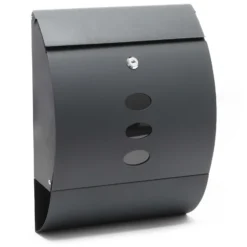 Wiltec Designer Briefkasten V18 Anthrazit 305 x 120 x 400 mm, Wandbriefkasten mit Schloss, Sichtfenstern und Zeitungsrolle, Postkasten aus pulverbeschichtetem Stahl