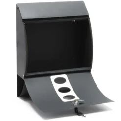 Wiltec Designer Briefkasten V18 Anthrazit 305 x 120 x 400 mm, Wandbriefkasten mit Schloss, Sichtfenstern und Zeitungsrolle, Postkasten aus pulverbeschichtetem Stahl