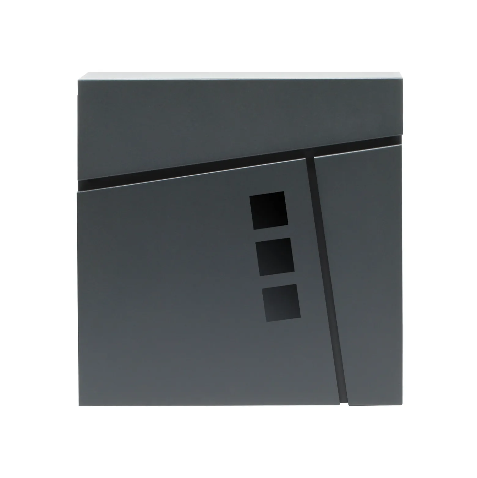 Wiltec Designer Briefkasten V24 Anthrazit 370 x 105 x 370 mm, Wandbriefkasten mit Schloss, Sichtfenstern und Zeitungsrolle, Postkasten aus pulverbeschichtetem Stahl