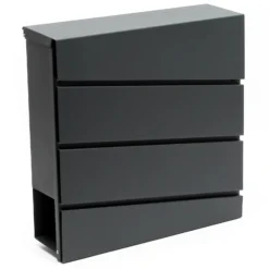 Wiltec Designer Briefkasten V16 Anthrazit 370 x 105 x 370 mm, Wandbriefkasten mit Schloss und Zeitungsrolle, Postkasten aus pulverbeschichtetem Stahl