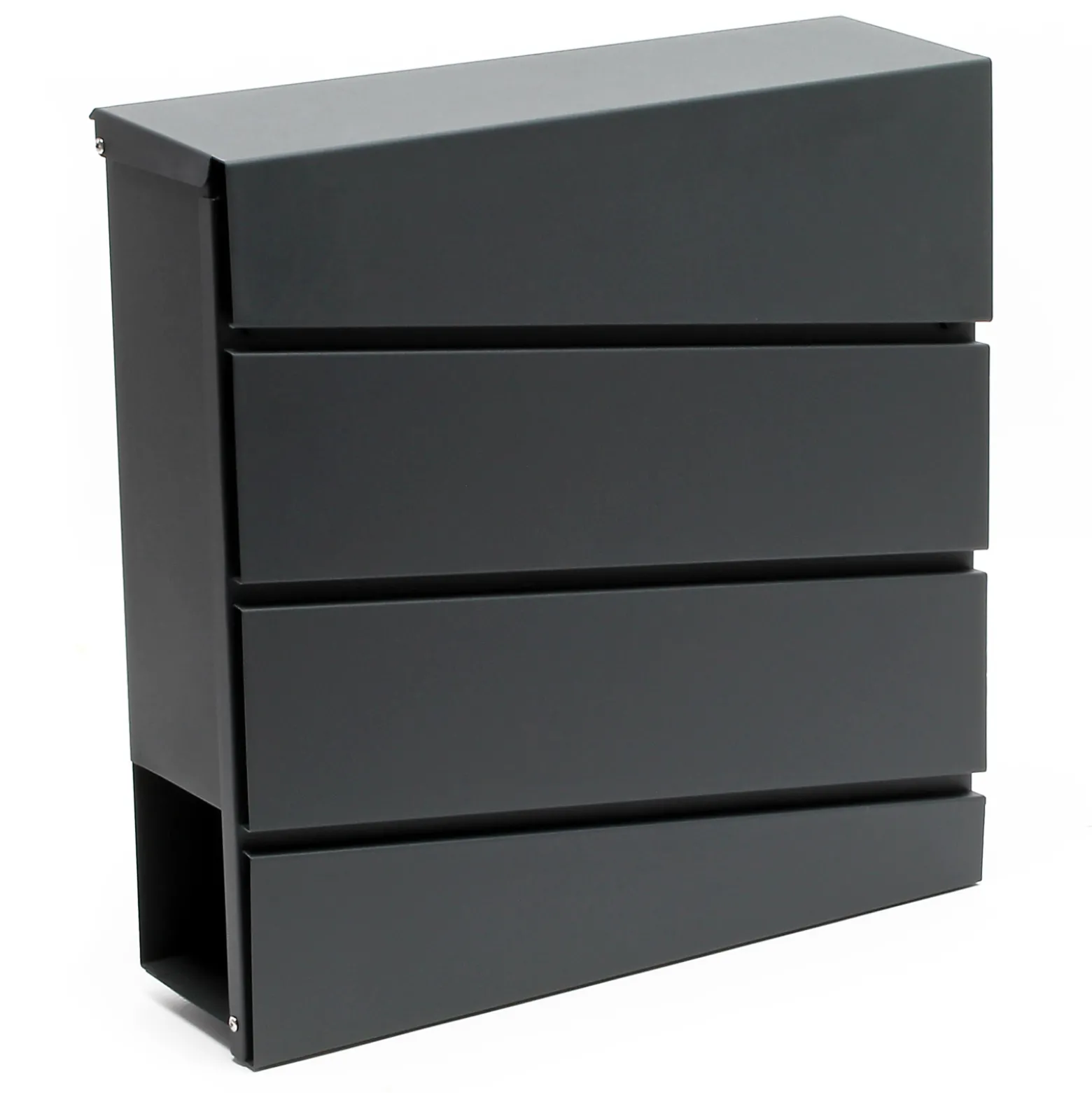 Wiltec Designer Briefkasten V16 Anthrazit 370 x 105 x 370 mm, Wandbriefkasten mit Schloss und Zeitungsrolle, Postkasten aus pulverbeschichtetem Stahl