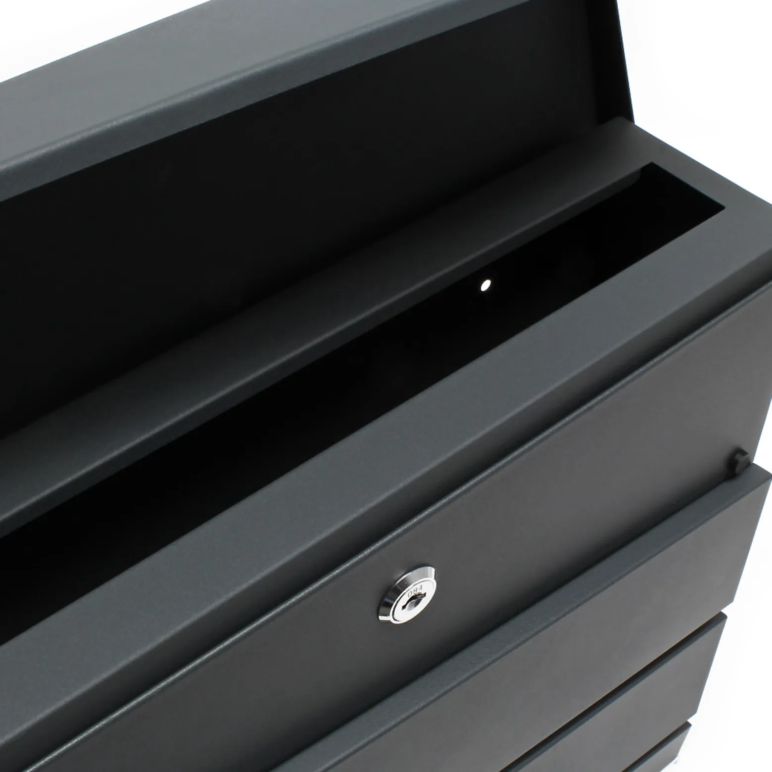 Wiltec Designer Briefkasten V16 Anthrazit 370 x 105 x 370 mm, Wandbriefkasten mit Schloss und Zeitungsrolle, Postkasten aus pulverbeschichtetem Stahl