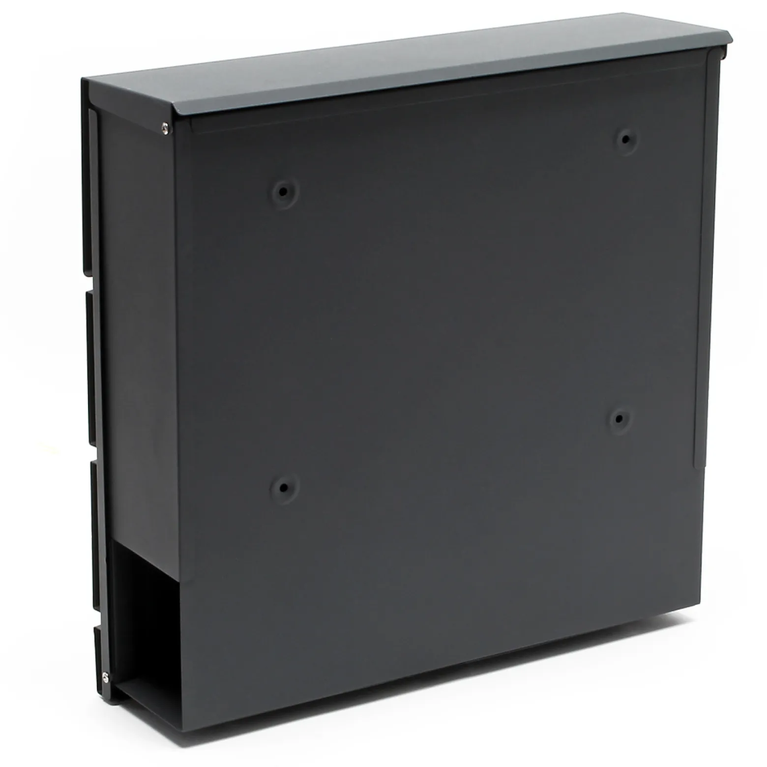 Wiltec Designer Briefkasten V16 Anthrazit 370 x 105 x 370 mm, Wandbriefkasten mit Schloss und Zeitungsrolle, Postkasten aus pulverbeschichtetem Stahl