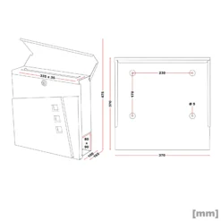 Wiltec Designer Briefkasten V24 Anthrazit und Edelstahl 370 x 105 x 370 mm, Wandbriefkasten mit Schloss, Sichtfenstern und Zeitungsrolle, Postkasten aus pulverbeschichtetem Stahl