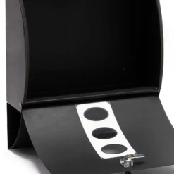 Wiltec Designer Briefkasten V18 schwarz 305 x 120 x 400 mm, Wandbriefkasten mit Schloss, Sichtfenstern und Zeitungsrolle, Postkasten aus pulverbeschichtetem Stahl