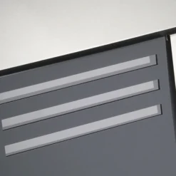 Wiltec Designer Briefkasten V25 Anthrazit und Edelstahl 370 x 105 x 370 mm, Wandbriefkasten mit Schloss, Sichtfenstern und Zeitungsrolle, Postkasten aus pulverbeschichtetem Stahl