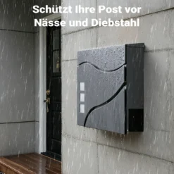 Wiltec Designer Briefkasten V28 Anthrazit 370 x 105 x 370 mm, Wandbriefkasten mit Schloss, Sichtfenstern und Zeitungsrolle, Postkasten aus pulverbeschichtetem Stahl