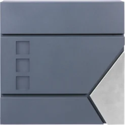 Wiltec Designer Briefkasten V48 Anthrazit und Edelstahl 370 x 105 x 370 mm, Wandbriefkasten mit Schloss, Sichtfenstern, Zeitungsrolle, Postkasten aus galvanisiertem Stahl