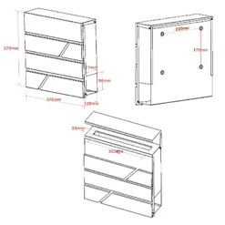 Wiltec Designer Briefkasten V14 Anthrazit 370 x 105 x 370 mm, Wandbriefkasten mit Schloss und Zeitungsrolle, Postkasten aus pulverbeschichtetem Stahl