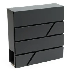 Wiltec Designer Briefkasten V14 Anthrazit 370 x 105 x 370 mm, Wandbriefkasten mit Schloss und Zeitungsrolle, Postkasten aus pulverbeschichtetem Stahl