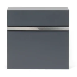 Wiltec Designer Briefkasten V50 Anthrazit und Edelstahl 370 x 105 x 370 mm, Wandbriefkasten mit Schloss, Sichtfenstern, Zeitungsrolle, Postkasten aus galvanisiertem Stahl