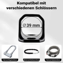 Wiltec Diebstahlsicherungsanker Typ 02 aus Stahl 76 x 50 x 54 mm, Diebstahlsicherung Wand- und Bodenanker für Motorrad und Fahrrad