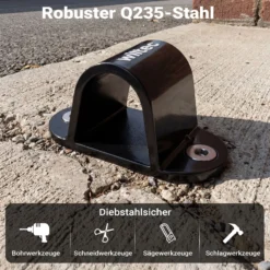Wiltec Diebstahlsicherungsanker Typ 01 aus Stahl 100 x 50 x 50 mm, Diebstahlsicherung Wand- und Bodenanker für Motorrad und Fahrrad