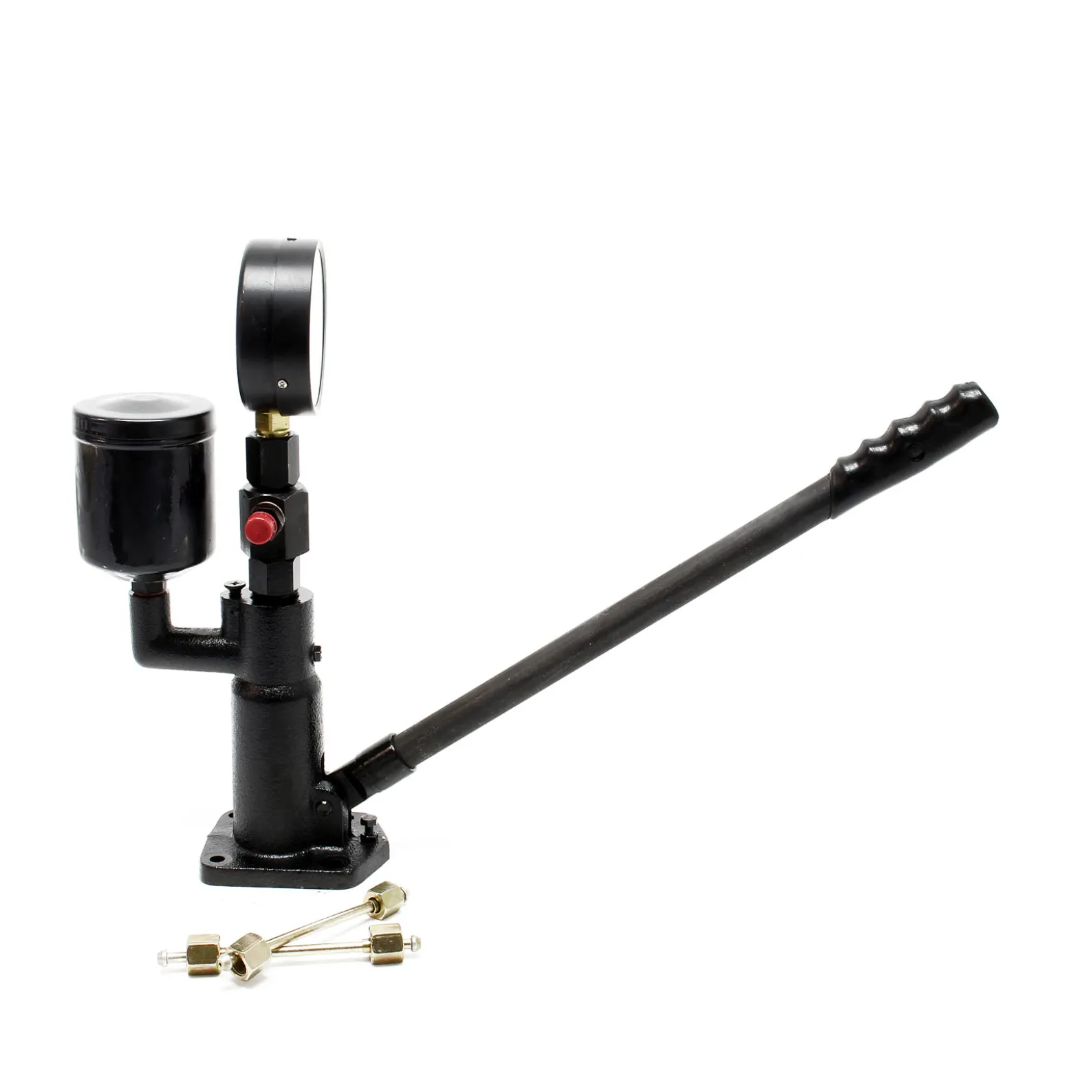Wiltec Diesel Einspritzdüsen Tester 160 x 100 x 380 mm mit Manometer 0-600 bar Druck, Injektor Prüfgerät mit Handhebel für verschiedene Tests und Prüfungen