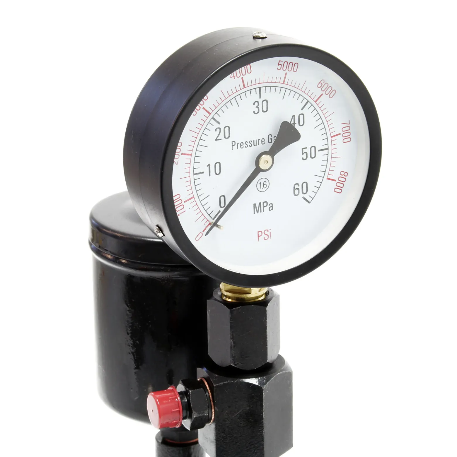 Wiltec Diesel Einspritzdüsen Tester 160 x 100 x 380 mm mit Manometer 0-600 bar Druck, Injektor Prüfgerät mit Handhebel für verschiedene Tests und Prüfungen