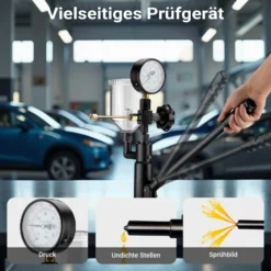 Wiltec Diesel Einspritzdüsentester, Einspritzdüsen Prüfgerät mit Manometer 0-600 bar, Injektor Testgerät inkl. Adapter, Kraftstoffbehälter und Hebel