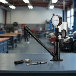 Wiltec Diesel Einspritzdüsentester, Einspritzdüsen Prüfgerät mit Manometer 0-600 bar, Injektor Testgerät inkl. Adapter, Kraftstoffbehälter und Hebel