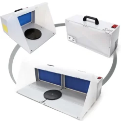 Wiltec Doppel Airbrush Absauganlage 8 m³/min, nur 52 dB, zur Absaugung von Farbe Farbnebel Sprühnebel, Filter erweiterbar, hochwertige Lackierkabine für Airbrush-Arbeiten
