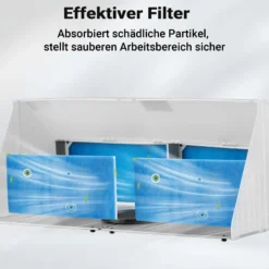 Wiltec Doppel Airbrush Absauganlage 8 m³/min, nur 52 dB, zur Absaugung von Farbe Farbnebel Sprühnebel, Filter erweiterbar, hochwertige Lackierkabine für Airbrush-Arbeiten