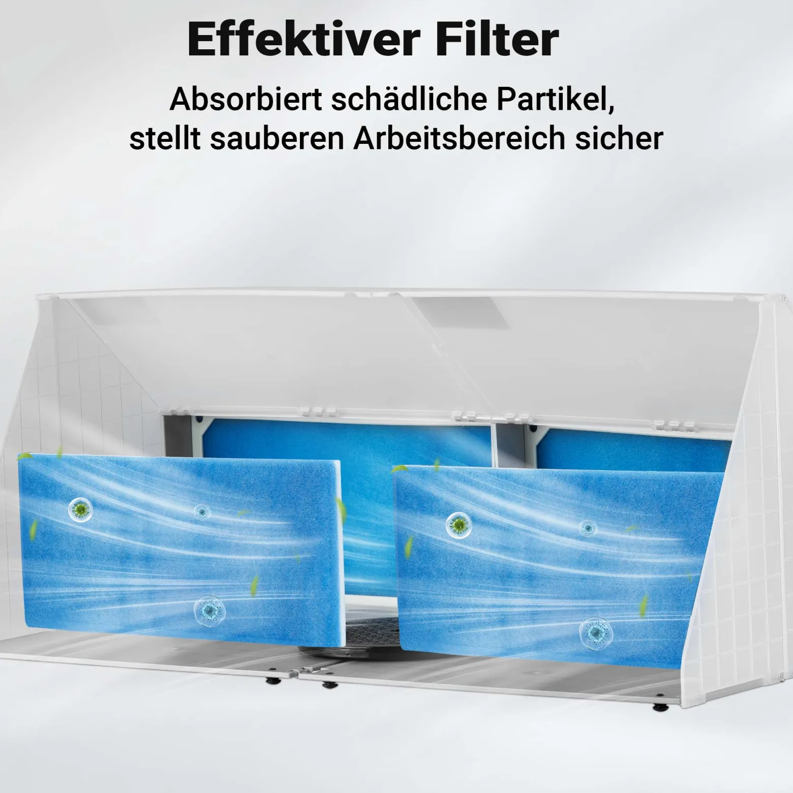 Wiltec Doppel Airbrush Absauganlage 8 m³/min, nur 52 dB, zur Absaugung von Farbe Farbnebel Sprühnebel, Filter erweiterbar, hochwertige Lackierkabine für Airbrush-Arbeiten