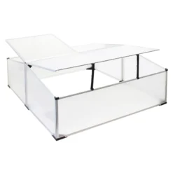 Wiltec Doppel Frühbeet Gewächshaus aus Aluminium, 100 x 120 x 40 cm, Gemüsebeet mit arretierbarem Dach und 3 Flügeln, witterungsbeständig, UV-Schutz