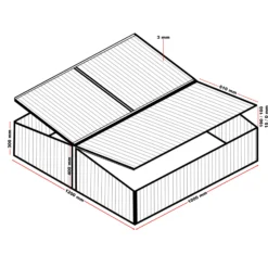 Wiltec Doppel Frühbeet Gewächshaus aus Aluminium, 100 x 120 x 40 cm, Gemüsebeet mit arretierbarem Dach und 3 Flügeln, witterungsbeständig, UV-Schutz