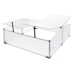 Wiltec Doppel Frühbeet Gewächshaus aus Aluminium, 100 x 120 x 40 cm, Gemüsebeet mit arretierbarem Dach und 4 Flügeln, witterungsbeständig, UV-Schutz