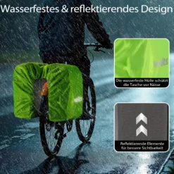 Wiltec Doppel Gepäckträgertasche, Fahrradtasche Gepäckträger 35 l Stauraum, wasserresistente Fahrrad Tasche, Gepäcktasche leichte Handhabung