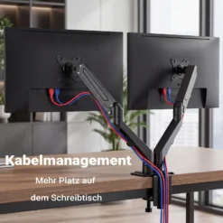 Wiltec Doppel Monitorhalterung mit Gasdruckfeder für zwei Monitore 17-27 Zoll Tischhalterung VESA