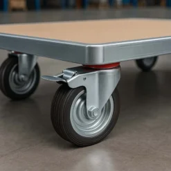 Wiltec Doppelstopp-Lenkrolle Ø200mm bis 150kg Tragkraft mit Gummirad und Feststellbremse leiser Lauf, Transportrolle Möbelrolle Laufrolle Möbel-Lenkrolle